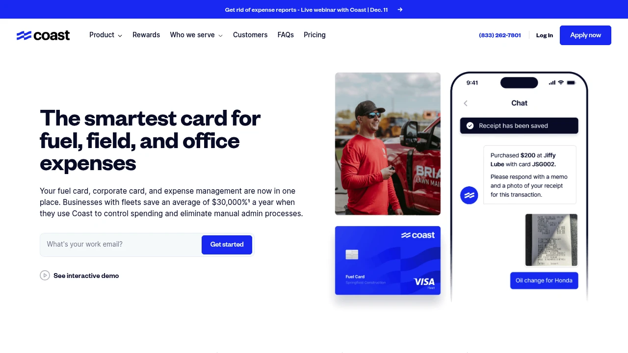 Screenshot of Coast website