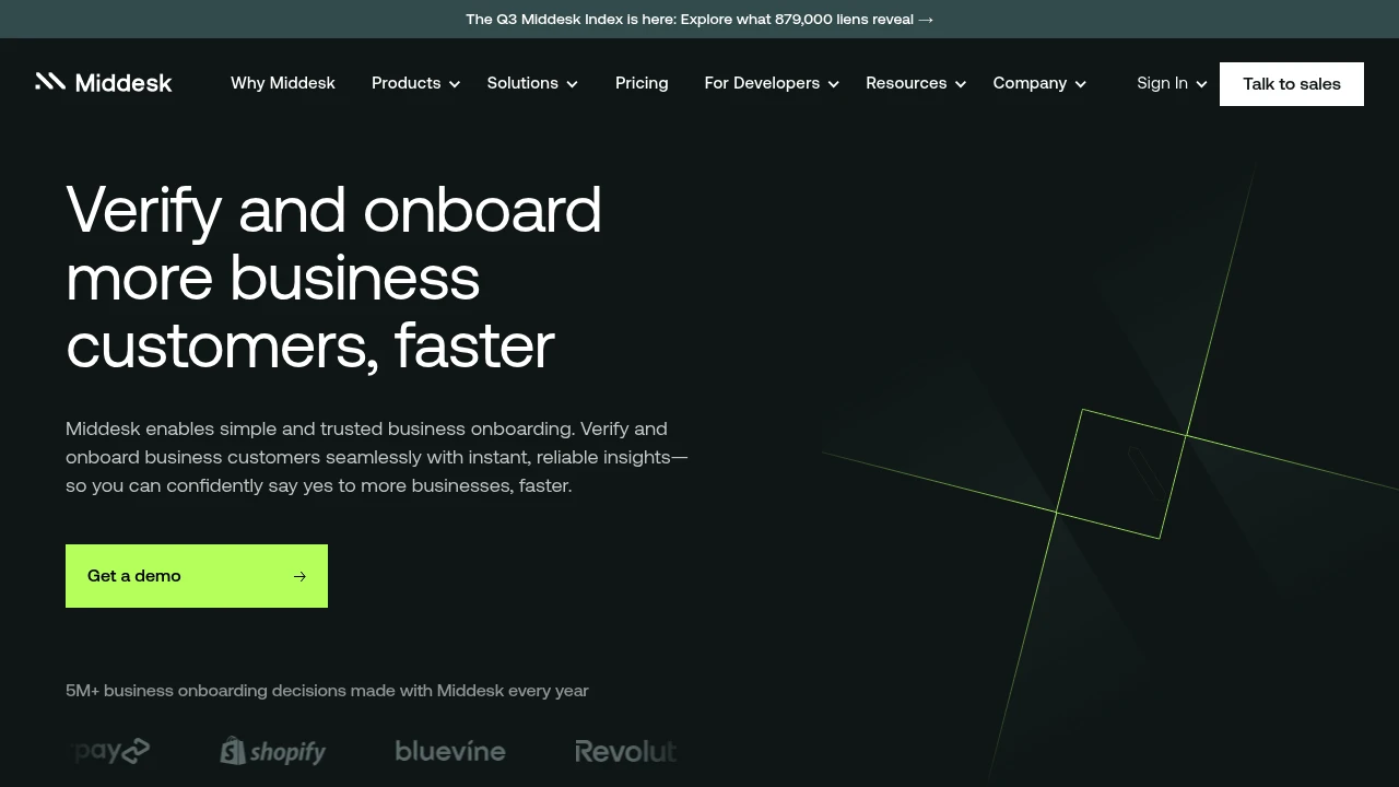 Screenshot of Middesk website